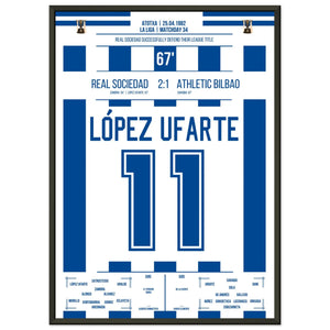 López Ufarte's Tor zur Titelverteidigung in 1982 50x70-cm-20x28-Schwarzer-Aluminiumrahmen