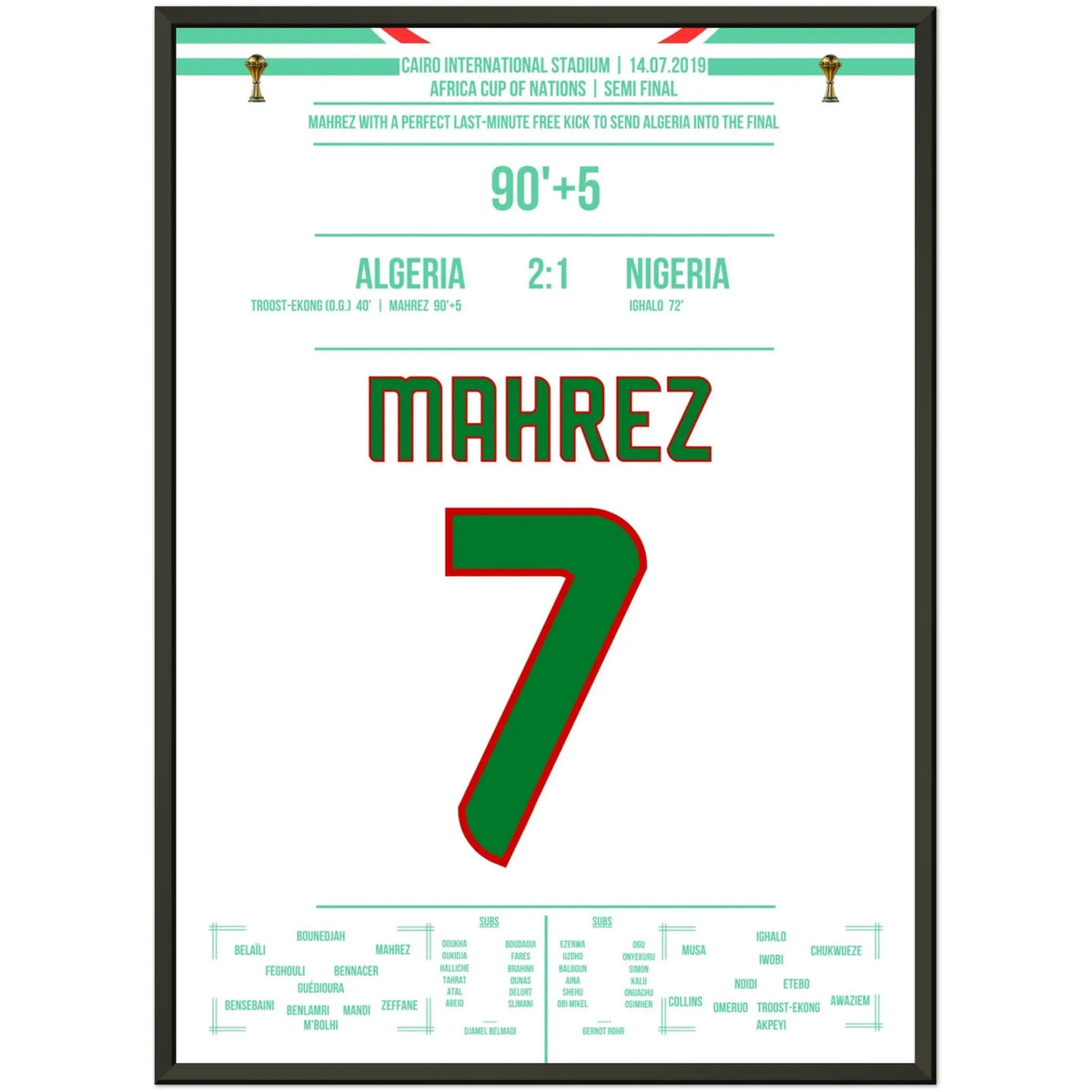 Mahrez's dream free kick in the last minute of the Africa Cup semi-final