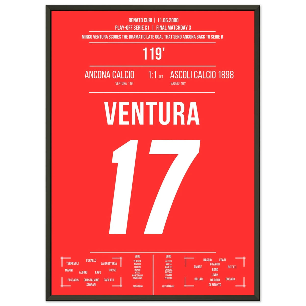 Ventura's goal for Ancona's promotion against Ascoli in 2000