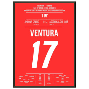 Ventura's Tor zum Aufstieg von Ancona gegen Ascoli in 2000 50x70-cm-20x28-Schwarzer-Aluminiumrahmen