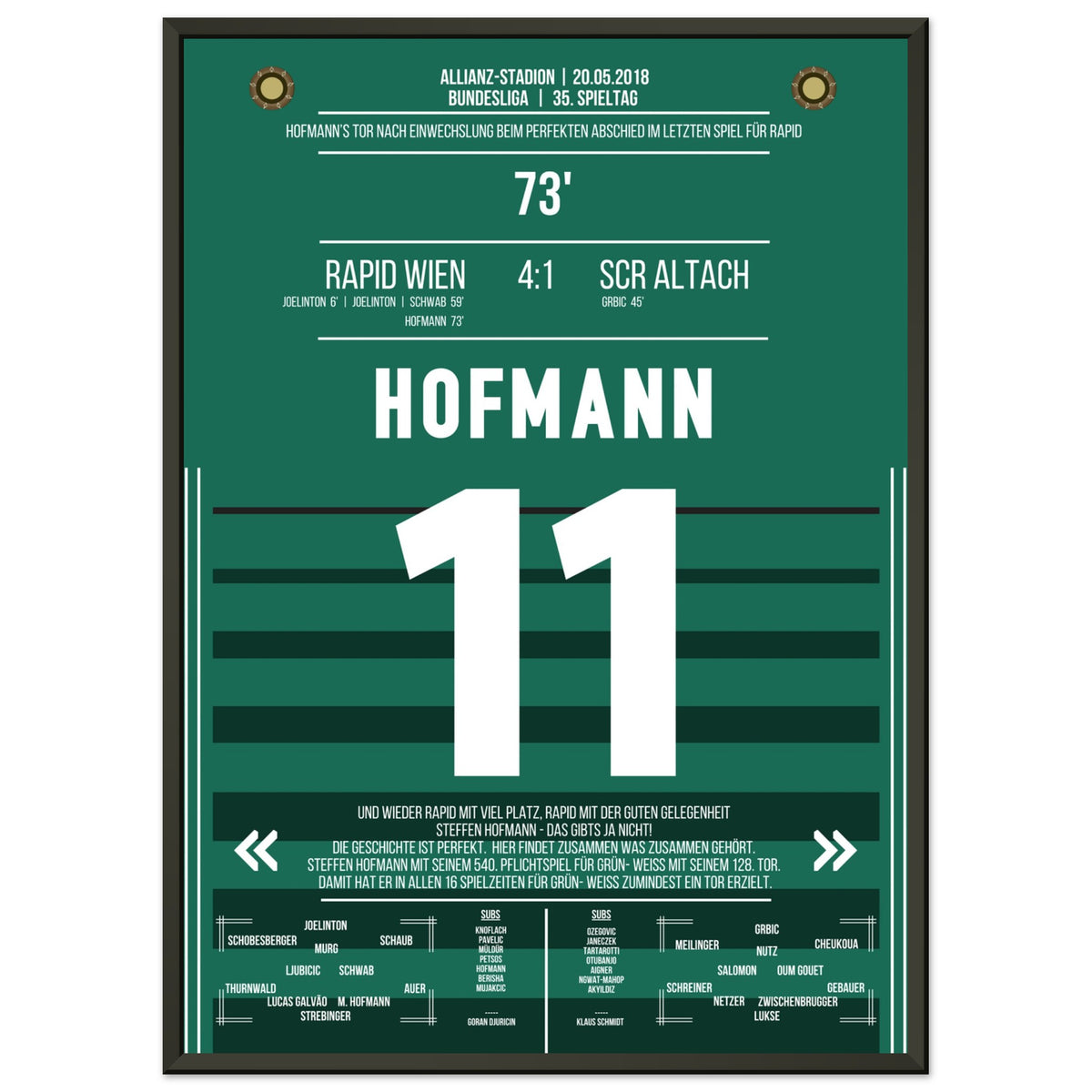 Hofmann's perfect farewell in his last game for Rapid