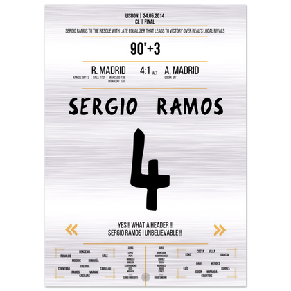 (Metal Print) Sergio Ramos saves Real in injury time of the 2014 final against Atletico