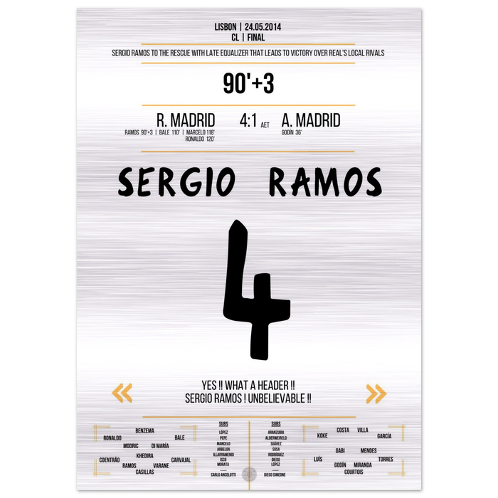 (Metal Print) Sergio Ramos saves Real in injury time of the 2014 final against Atletico