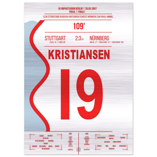(Metal Print) Kristiansen scores to win the cup for Nuremberg in the 2007 cup final