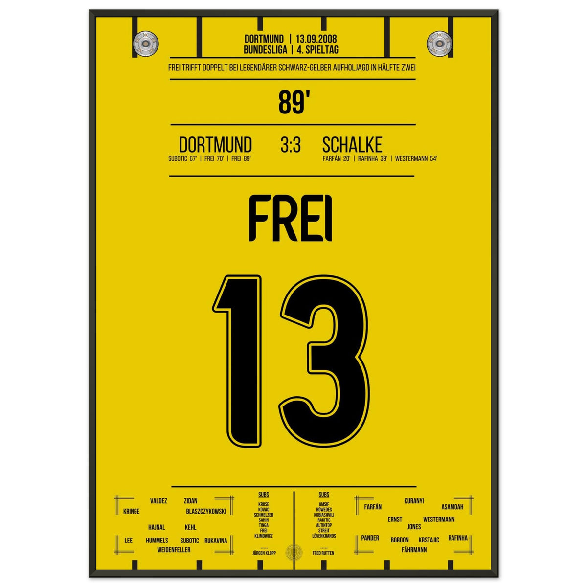 Alex Frei scores twice and secures Dortmund's comeback in the derby.