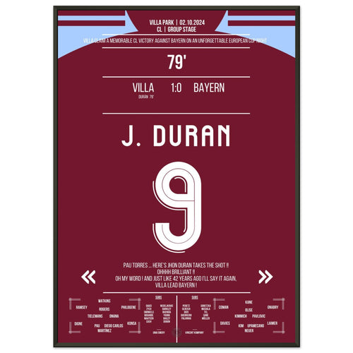 Jhon Duran's winning goal against Bayern makes Villa Park explode!