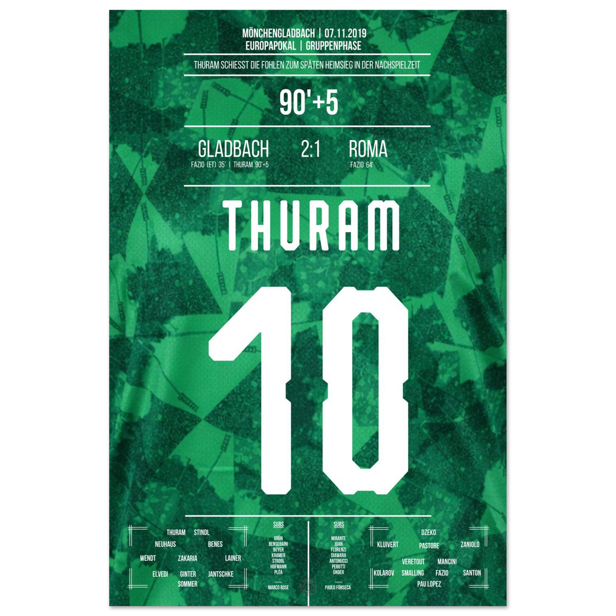 Thuram scores late against Roma and sends Gladbach into European ecstasy