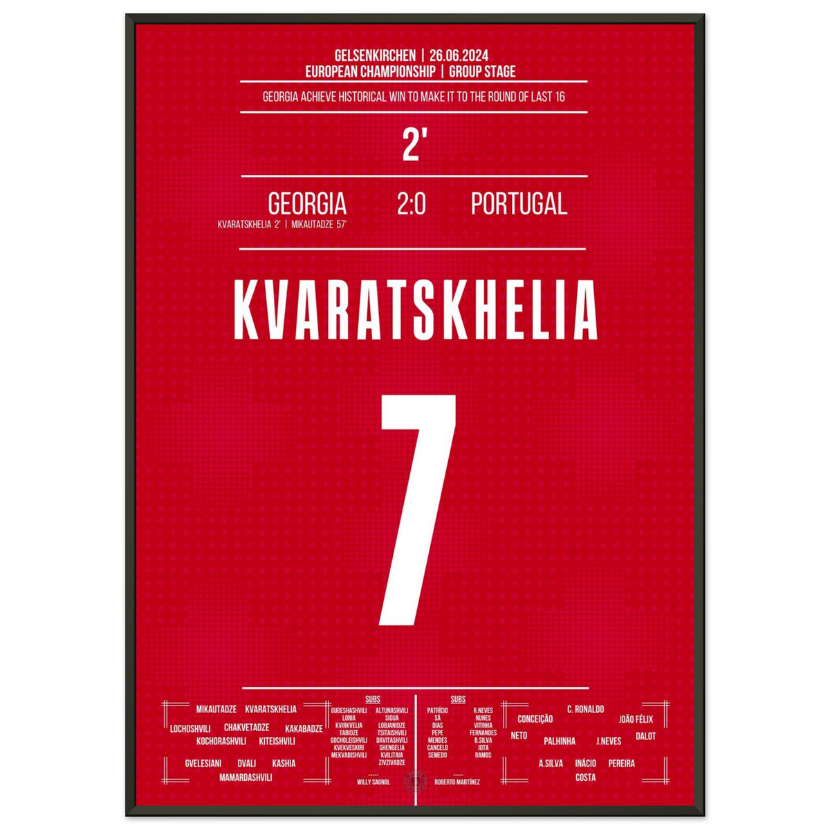 Kvaratskhelia's opening goal in Georgia's historic victory to reach the Round of 16.