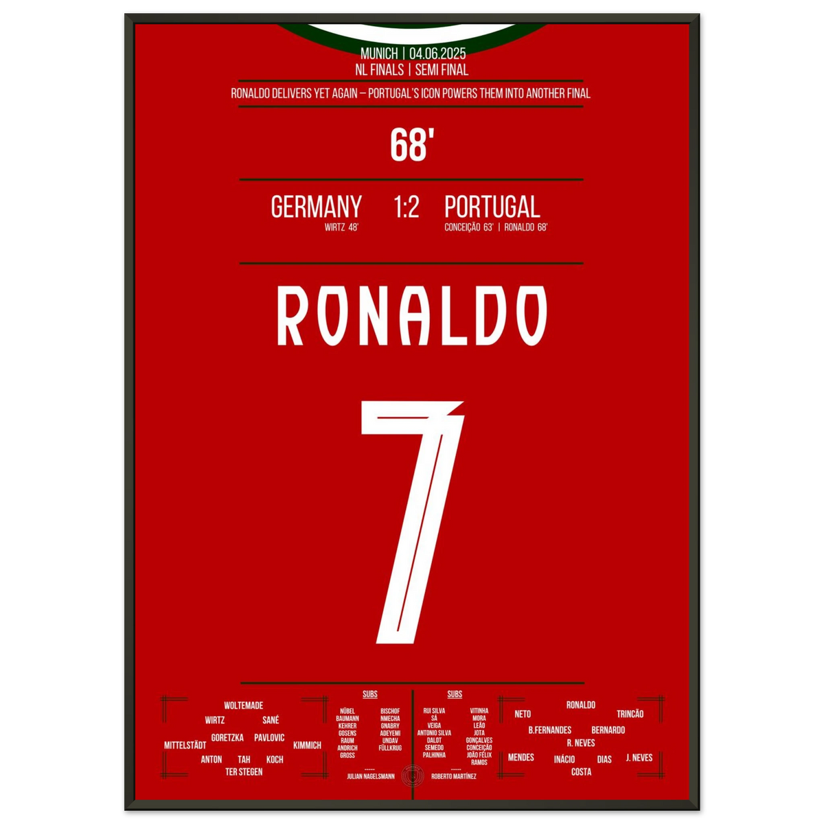 Ronaldo scores in the semi-final victory against Germany