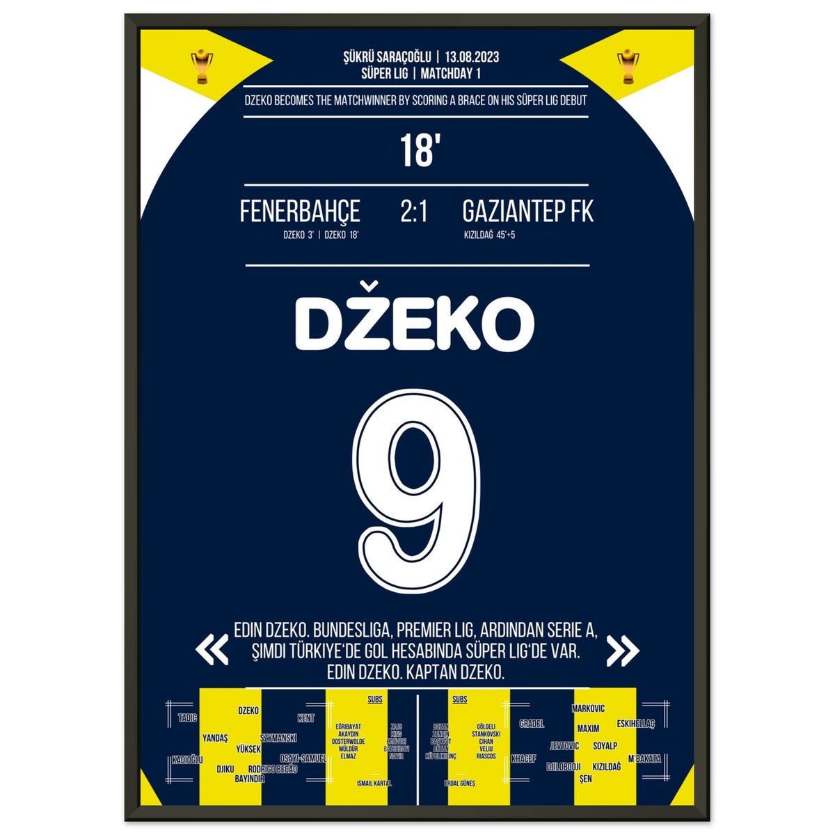 Dzeko scores twice on his debut in the first matchday for Fenerbahce.