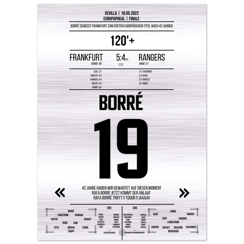 (Metal Print) Match winner Borré at the European Cup Triumph 2022
