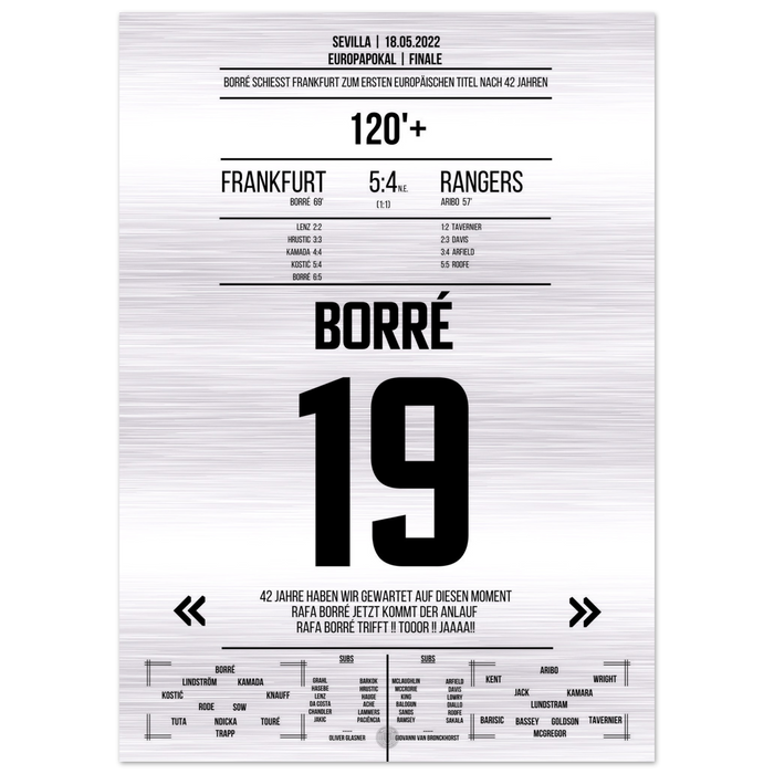 (Metal Print) Match winner Borré at the European Cup Triumph 2022