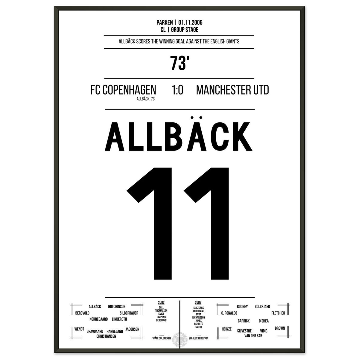 Allbäck scores the decisive goal for victory against Man Utd.