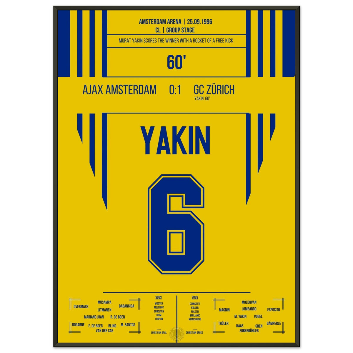 Yakin's free-kick rocket to victory at Ajax 1996