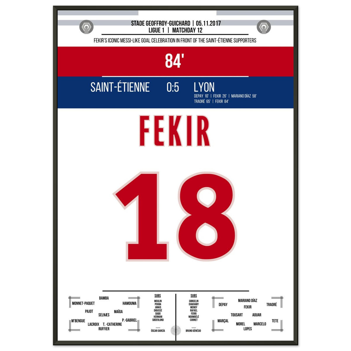 Fekir's goal celebration against Saint-Etienne in 2017