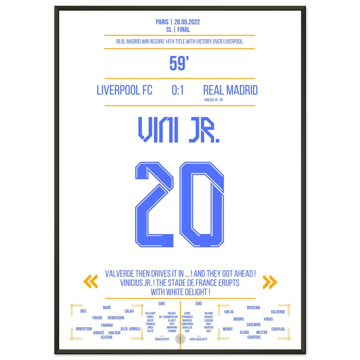 Vinicius Jr scores the winning goal in Real's second final victory over Liverpool