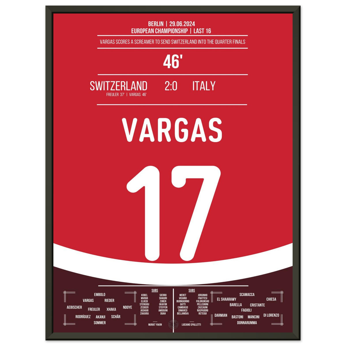 Vargas fires Switzerland into the quarter-finals with a dream goal