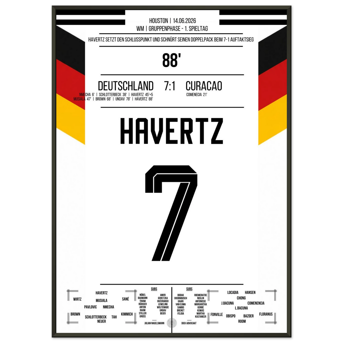 Havertz puts together a brace in the 7-1 World Cup opening win
